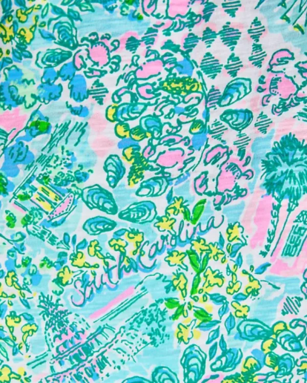 Loungewear^Lilly Pulitzer Etta V-Neck Top Surf Blue Lilly Loves South Carolina