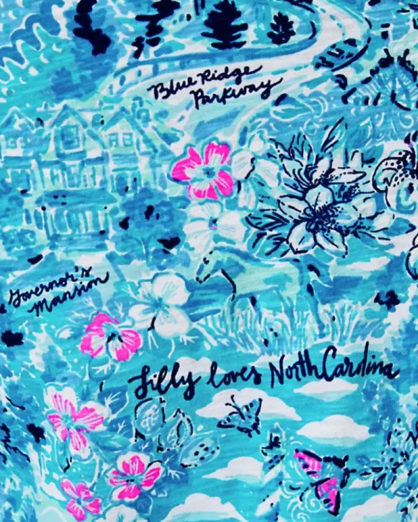 Loungewear^Lilly Pulitzer Etta V-Neck Top Blue Peri Lilly Loves North Carolina