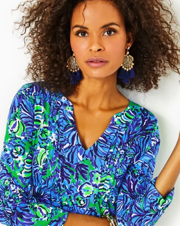 Dresses^Lilly Pulitzer Fairfax 3/4 Sleeve Dress Abaco Blue In Turtle Awe