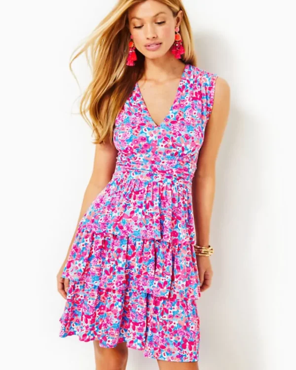 Dresses^Lilly Pulitzer Faye V-Neck Ruffle Dress Aura Pink Baby Bloomer