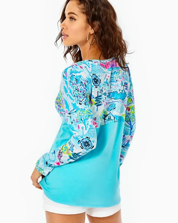 Loungewear^Lilly Pulitzer Finn Top Whisper Blue Lilly Loves Nantucket