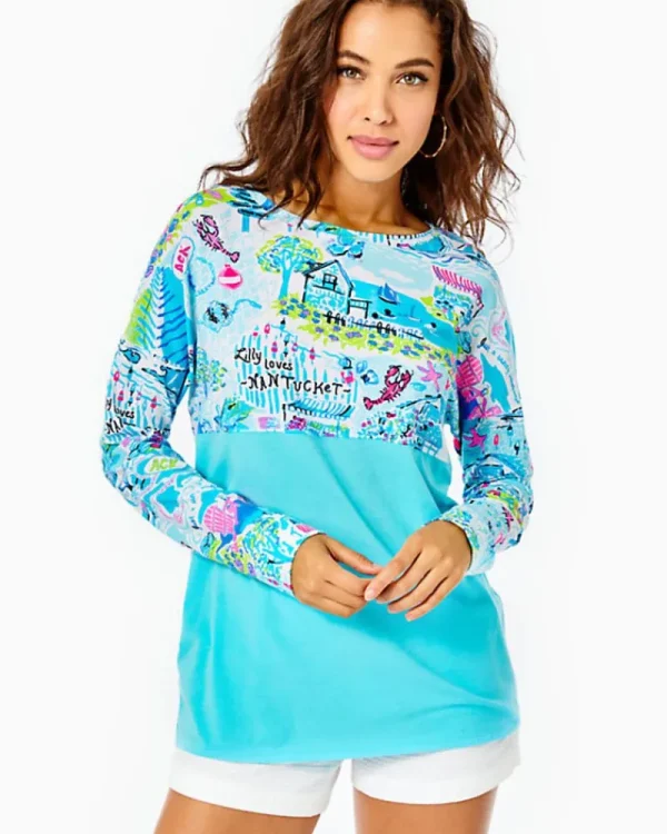 Loungewear^Lilly Pulitzer Finn Top Whisper Blue Lilly Loves Nantucket