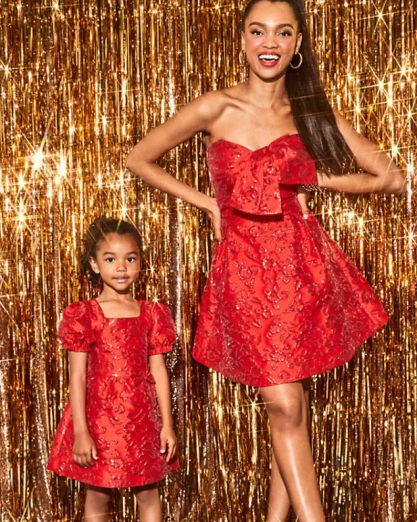 Girls Dresses & Rompers^Lilly Pulitzer Girls Alannah Dress Amaryllis Red Puff Floral Brocade