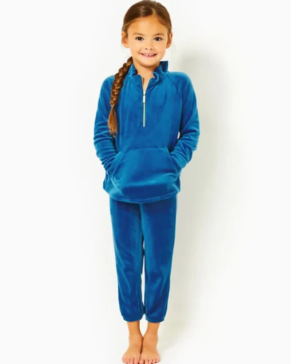 Girls Tops & Bottoms^Lilly Pulitzer Girls Little Skipper Ruffle Velour Popover Indigo Breeze