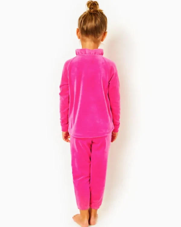 Girls Tops & Bottoms^Lilly Pulitzer Girls Little Skipper Ruffle Velour Popover Pink Palms