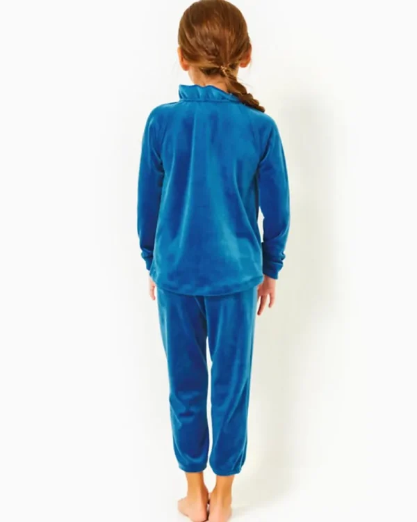 Girls Tops & Bottoms^Lilly Pulitzer Girls Little Skipper Ruffle Velour Popover Indigo Breeze
