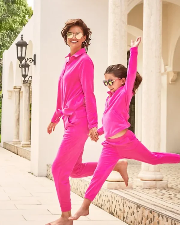 Girls Tops & Bottoms^Lilly Pulitzer Girls Little Skipper Ruffle Velour Popover Pink Palms