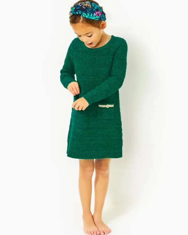 Girls Dresses & Rompers^Lilly Pulitzer Girls Lolo Sweater Dress Evergreen Metallic Tweed