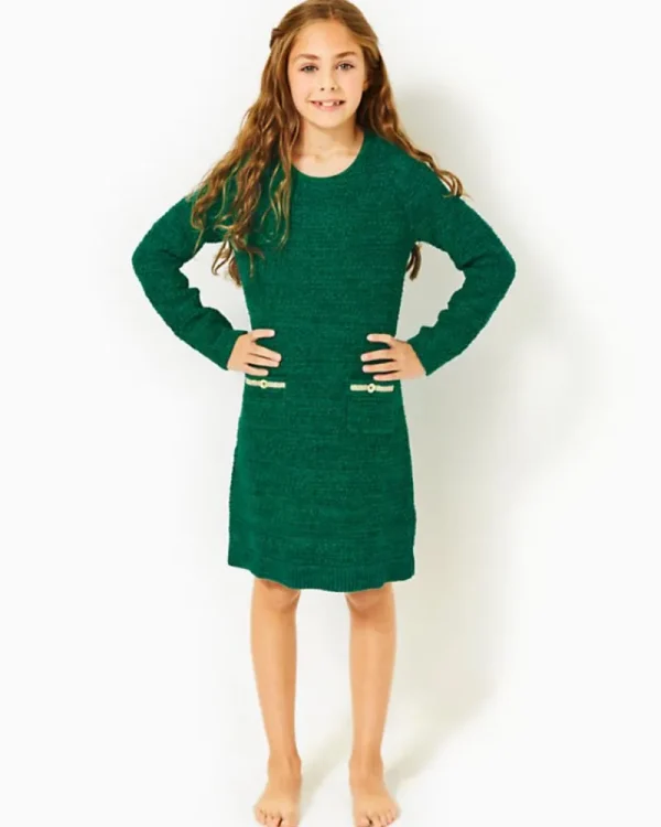 Girls Dresses & Rompers^Lilly Pulitzer Girls Lolo Sweater Dress Evergreen Metallic Tweed