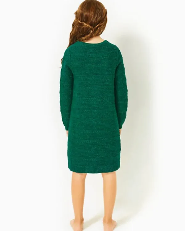 Girls Dresses & Rompers^Lilly Pulitzer Girls Lolo Sweater Dress Evergreen Metallic Tweed