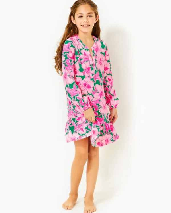 Girls Dresses & Rompers^Lilly Pulitzer Girls Mini Alyssa Cotton Dress Kelly Green Hibis Kiss