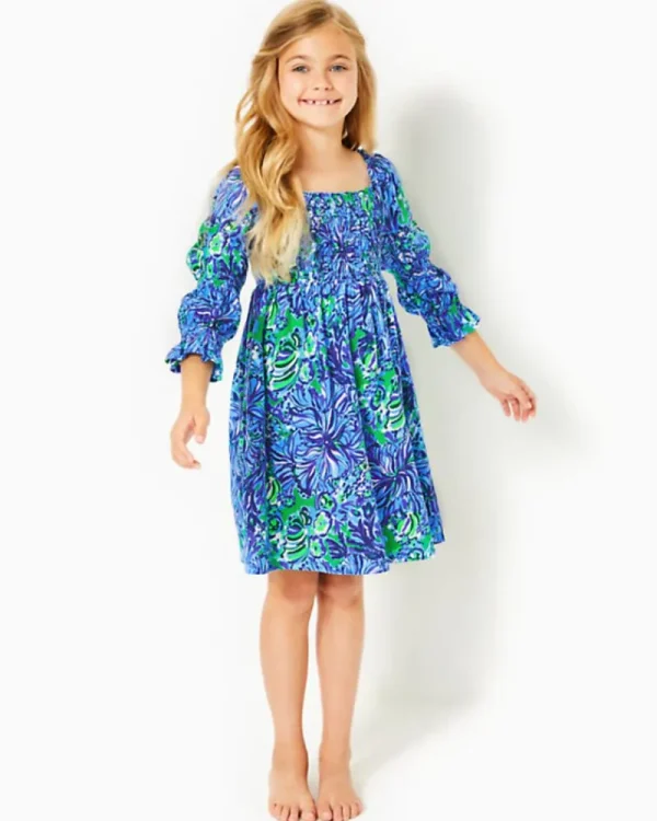 Girls Dresses & Rompers^Lilly Pulitzer Girls Mini Beyonca Cotton Dress Abaco Blue In Turtle Awe