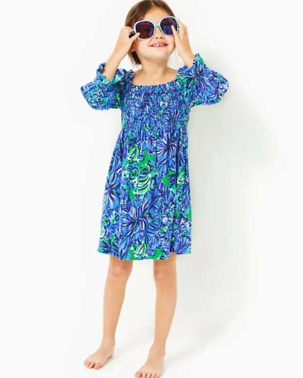 Girls Dresses & Rompers^Lilly Pulitzer Girls Mini Beyonca Cotton Dress Abaco Blue In Turtle Awe