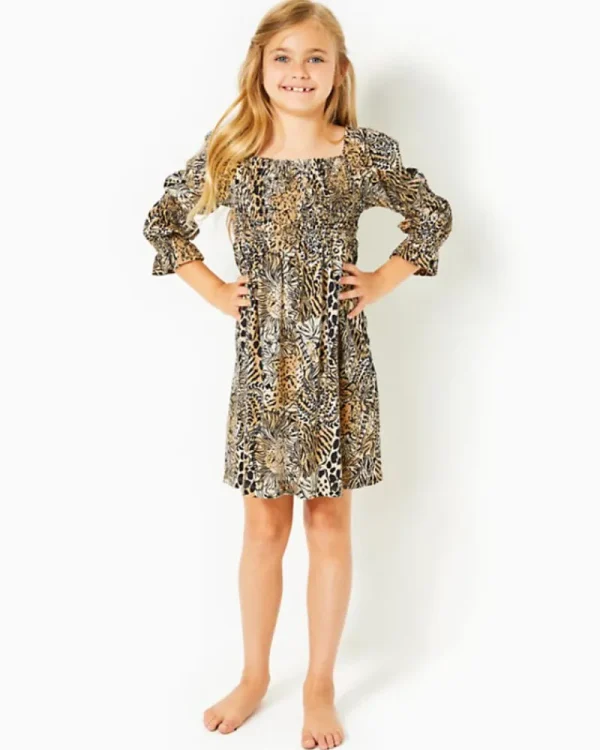 Girls Dresses & Rompers^Lilly Pulitzer Girls Mini Beyonca Cotton Dress Rattan Walk On The Wild Side