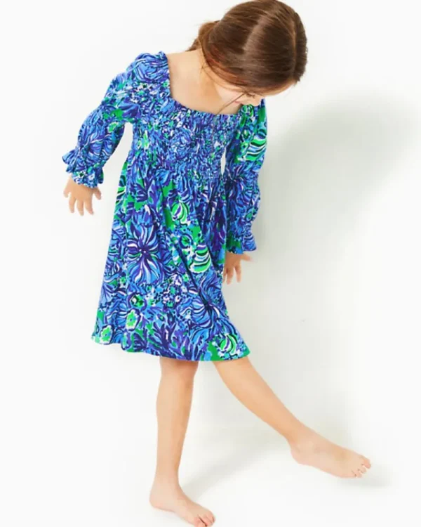 Girls Dresses & Rompers^Lilly Pulitzer Girls Mini Beyonca Cotton Dress Abaco Blue In Turtle Awe