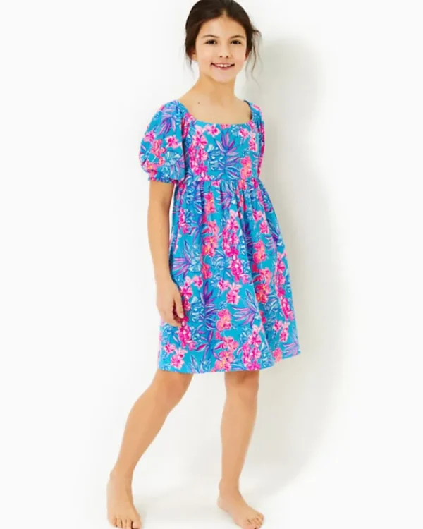 Girls Dresses & Rompers^Lilly Pulitzer Girls Mini Delaney Dress Cumulus Blue Orchid Oasis