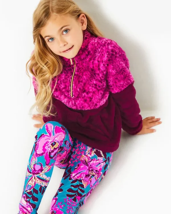 Girls Tops & Bottoms^Lilly Pulitzer Girls Mini Keala Sherpa Popover Amarena Cherry Pattern Play Colorblock