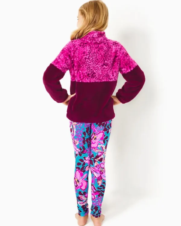 Girls Tops & Bottoms^Lilly Pulitzer Girls Mini Keala Sherpa Popover Amarena Cherry Pattern Play Colorblock