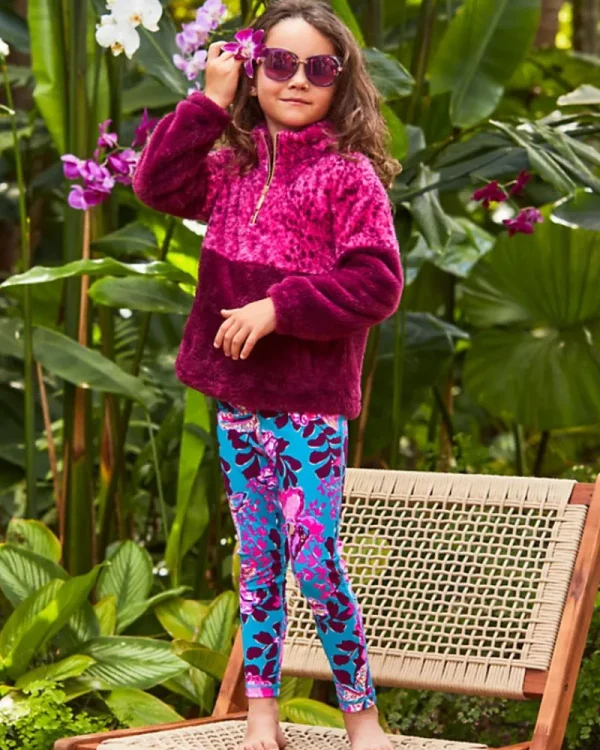 Girls Tops & Bottoms^Lilly Pulitzer Girls Mini Keala Sherpa Popover Amarena Cherry Pattern Play Colorblock