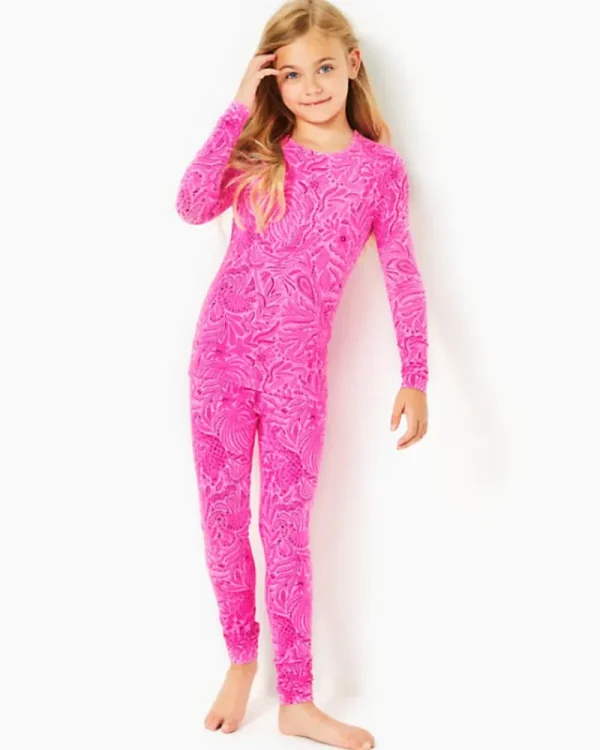 Girls Pajamas^Lilly Pulitzer Girls Mini Sammy Pajama Set Cerise Pink Pinkie Promises