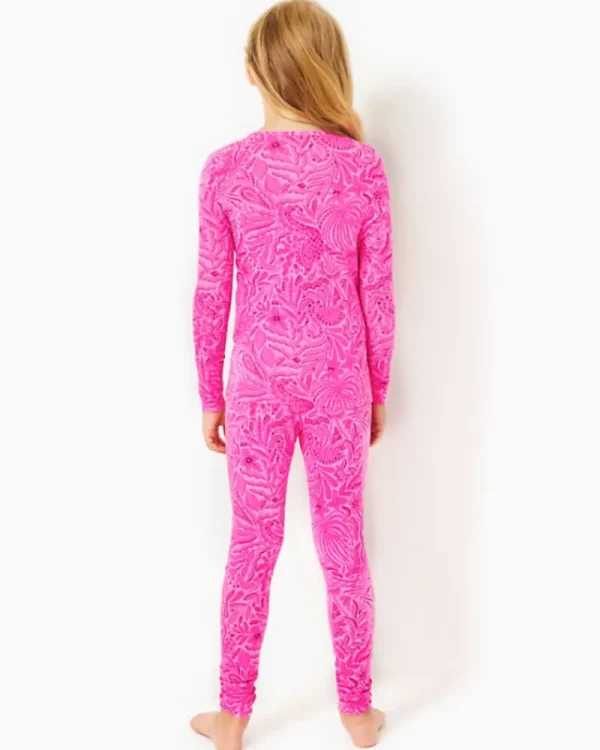 Girls Pajamas^Lilly Pulitzer Girls Mini Sammy Pajama Set Cerise Pink Pinkie Promises