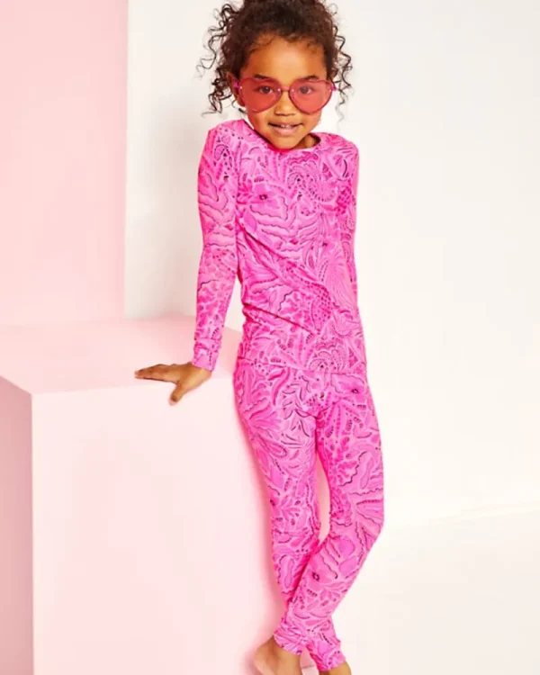 Girls Pajamas^Lilly Pulitzer Girls Mini Sammy Pajama Set Cerise Pink Pinkie Promises