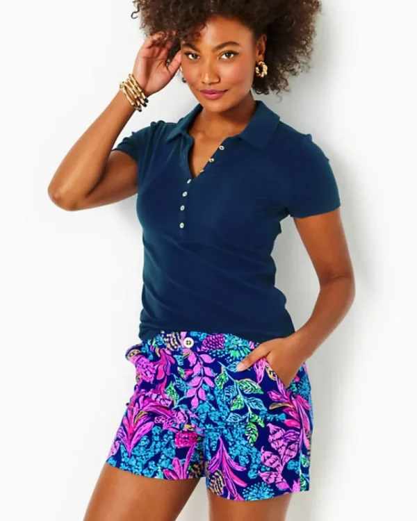 Bottoms^Lilly Pulitzer 5" Gretchen High Rise Short Aegean Navy Calypso Coast