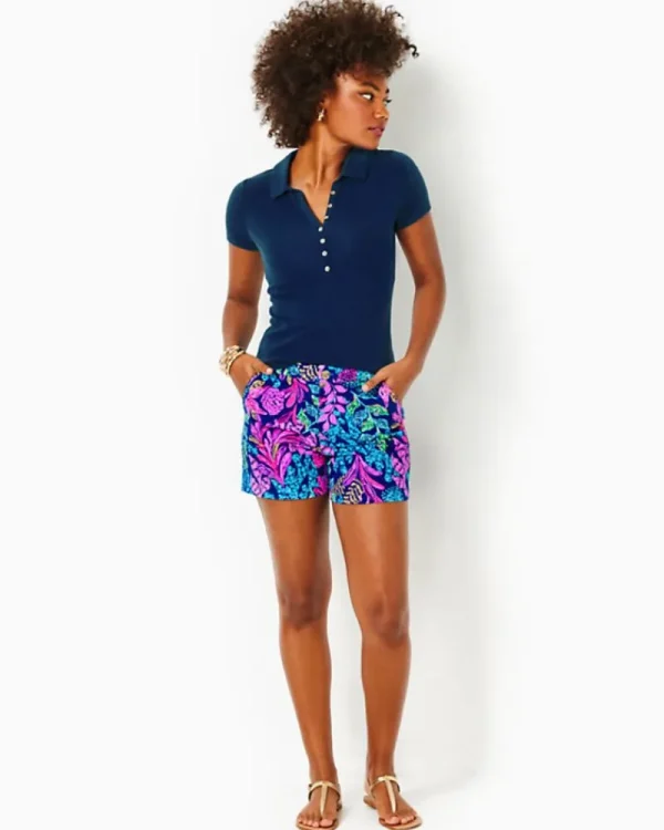 Bottoms^Lilly Pulitzer 5" Gretchen High Rise Short Aegean Navy Calypso Coast