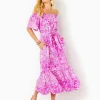 Dresses^Lilly Pulitzer Isbell Off-The-Shoulder Linen Midi Dress Wild Fuchsia Swipe Right