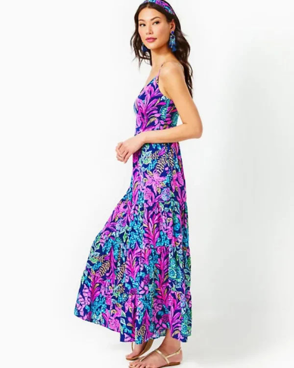 Dresses^Lilly Pulitzer Joellane Tiered Maxi Dress Aegean Navy Calypso Coast