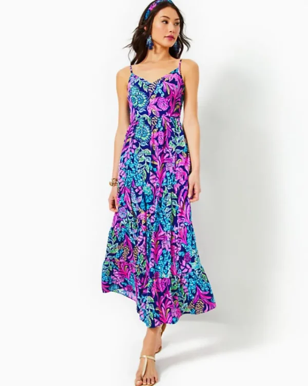 Dresses^Lilly Pulitzer Joellane Tiered Maxi Dress Aegean Navy Calypso Coast