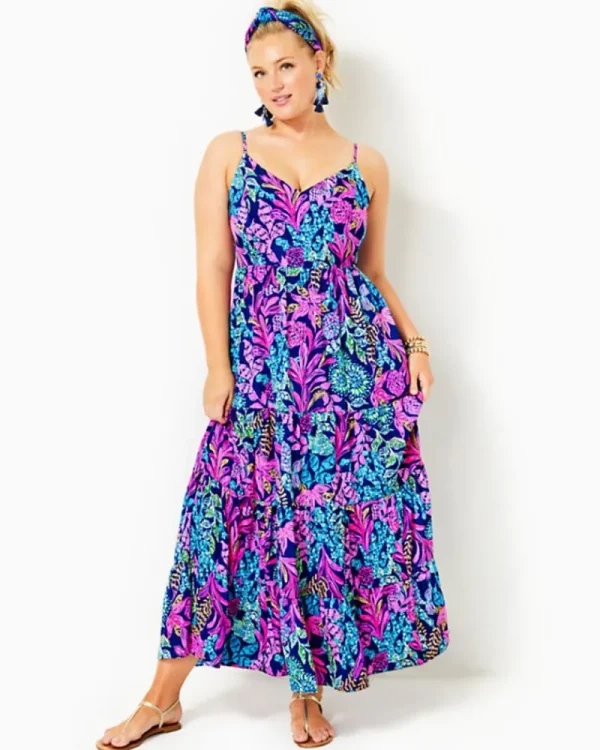 Dresses^Lilly Pulitzer Joellane Tiered Maxi Dress Aegean Navy Calypso Coast