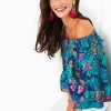 Tops^Lilly Pulitzer Kaori Off-The-Shoulder Top Low Tide Navy Life Of The Party Engineered Woven Top