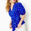 Tops^Lilly Pulitzer Kara Cotton Wrap Top Blue Grotto Hotter Spot