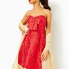 Dresses^Lilly Pulitzer Kataleya Strapless Jacquard Dress Amaryllis Red Puff Floral Brocade