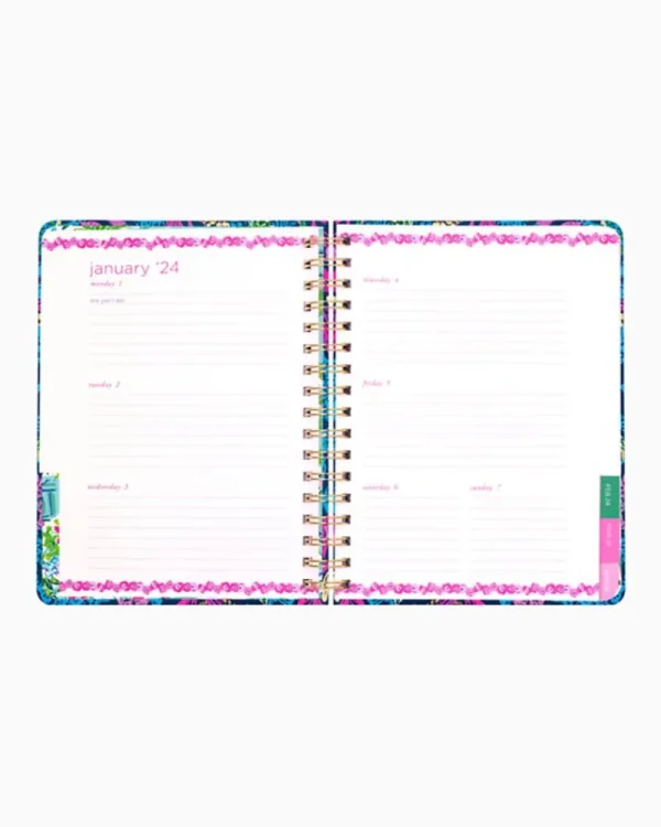 Agendas & Planners^Lilly Pulitzer 2024 Large Monthly Planner - 12 Month Aegean Navy Calypso Coast