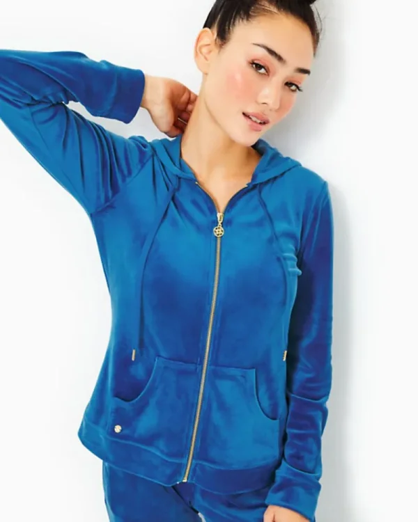 Loungewear^Lilly Pulitzer Larina Velour Zip-Up Hoodie Indigo Breeze