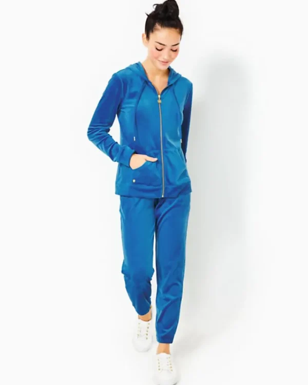 Loungewear^Lilly Pulitzer Larina Velour Zip-Up Hoodie Indigo Breeze