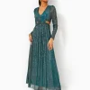 Dresses^Lilly Pulitzer Latrice Long Sleeve Maxi Dress Blue Rhapsody Metallic Knit Crinkle
