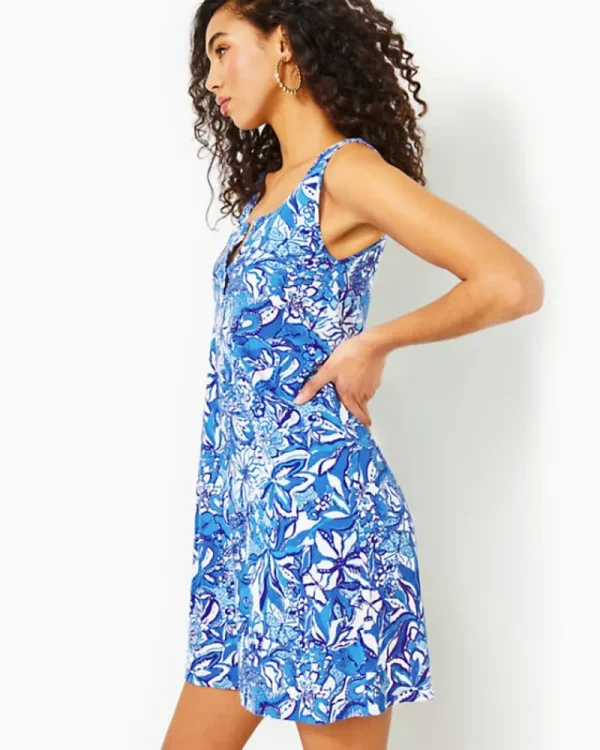 Dresses^Lilly Pulitzer Lela Henley Tank Dress Blue Tang Flocking Fabulous
