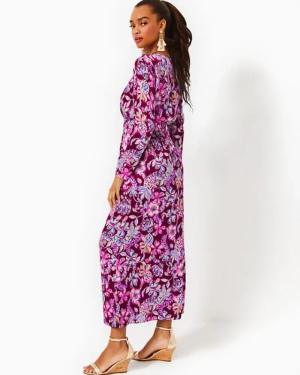 Dresses^Lilly Pulitzer Leolynn Long Sleeve Maxi Dress Amarena Cherry Tropical With A Twist