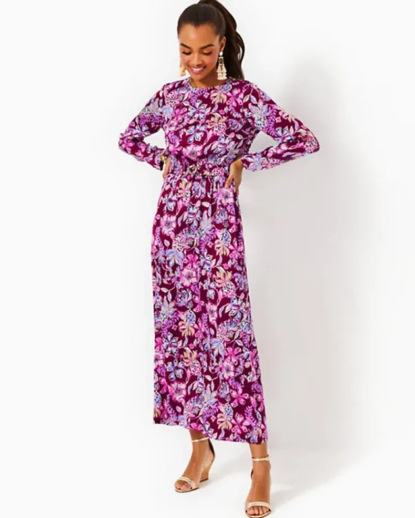 Dresses^Lilly Pulitzer Leolynn Long Sleeve Maxi Dress Amarena Cherry Tropical With A Twist