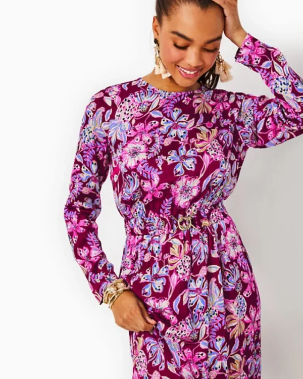 Dresses^Lilly Pulitzer Leolynn Long Sleeve Maxi Dress Amarena Cherry Tropical With A Twist