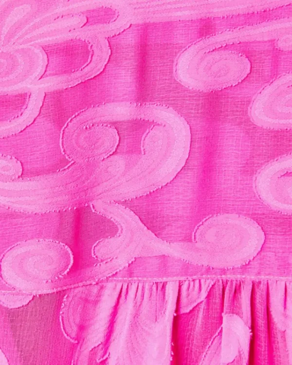 Swim^Lilly Pulitzer Linley Coverup Plumeria Pink Poly Crepe Swirl Clip