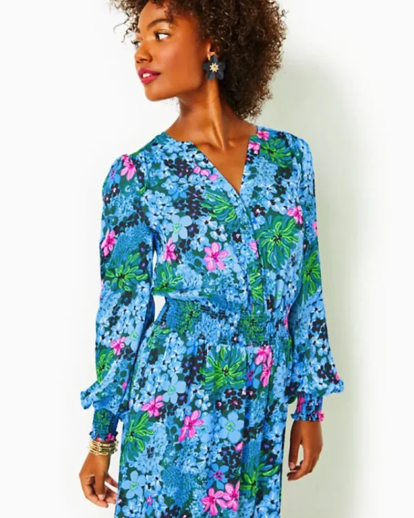Dresses^Lilly Pulitzer Loubella Smocked Midi Dress Multi Soiree All Day