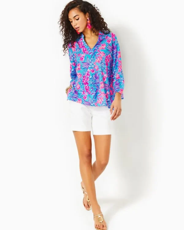 Tops^Lilly Pulitzer Luna Bay Tunic Top Cumulus Blue Orchid Oasis