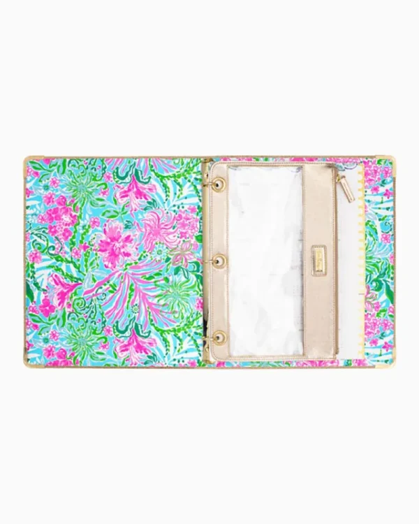 Office Supplies & Stationery^Lilly Pulitzer Luxe Binder With Pouch Set Amalfi Blue Leaf It Wild