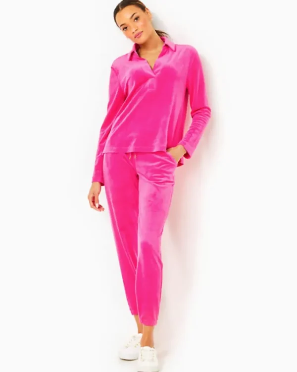 Loungewear^Lilly Pulitzer 28" Mallie Velour Pant Pink Palms