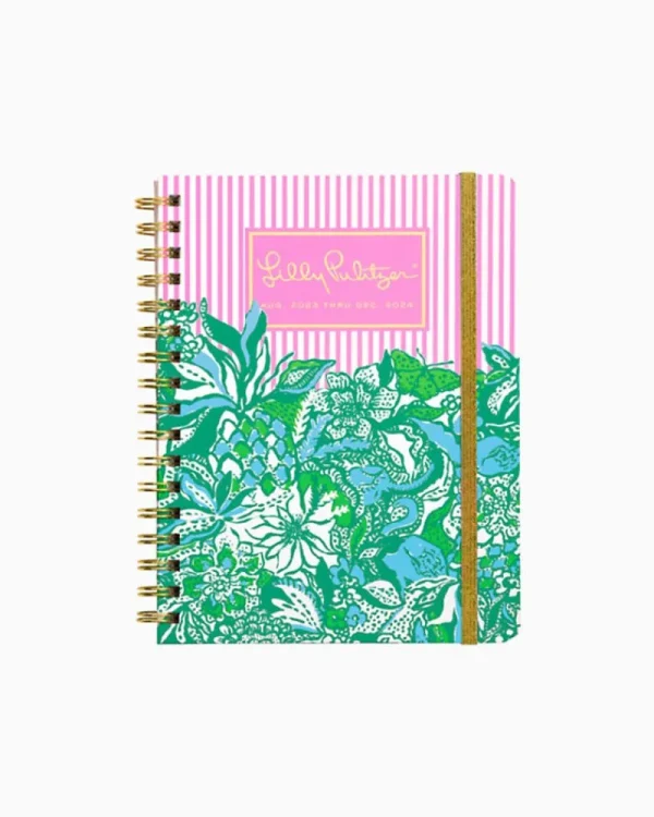 Office Supplies & Stationery^Lilly Pulitzer 2023-2024 17 Month Agenda Gold Metallic Safari Sangria