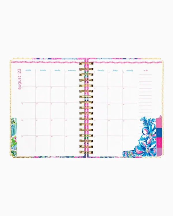 Office Supplies & Stationery^Lilly Pulitzer 2023-2024 17 Month Large Agenda Oyster Bay Navy Always Be Blooming